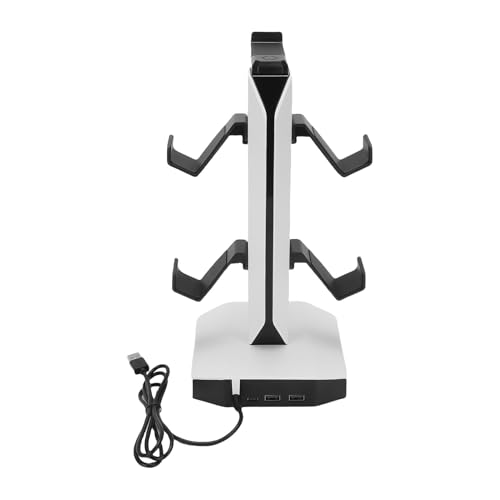 Sorandy Gaming-Headset- und Controller-Ständer, RGB-Kopfhörerhalter mit 2 USB- und Typ-C-Ladeanschlüssen, Beschwerte Basis, rutschfeste Silikonpads, Schreibtischzubehör für Heimstudio Bild 2