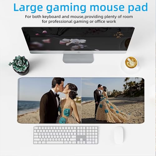 Mauspad, Mousepad XXL 1500 x 800 mm Großes Schreibtischunterlage Strandpaar, Vernähter Rand, Rutschfest Ieise Mauspad Gaming, Gaming Büro Office Geschenke für Männer, Mouse Pad -alle Maus Arten C0P659 Bild 2
