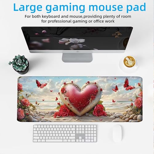 Mauspad, Mousepad XXL 1500 x 800 mm Großes Schreibtischunterlage Strand Liebe, Vernähter Rand, rutschfest Ieise Mauspad Gaming, für Gaming Büro Office Home, Mouse Pad -alle Maus Arten C0P-653 Bild 2