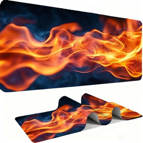 Mauspad, Mousepad XXL 1500 x 800 mm Großes Schreibtischunterlage Abstraktes Feuer, Vernähter Rand, rutschfest Ieise Mauspad Gaming, für Gaming Büro Office Home, Mouse Pad -alle Maus Arten C0P-761 Bild 1