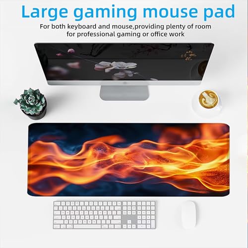 Mauspad, Mousepad XXL 1500 x 800 mm Großes Schreibtischunterlage Abstraktes Feuer, Vernähter Rand, rutschfest Ieise Mauspad Gaming, für Gaming Büro Office Home, Mouse Pad -alle Maus Arten C0P-761 Bild 2