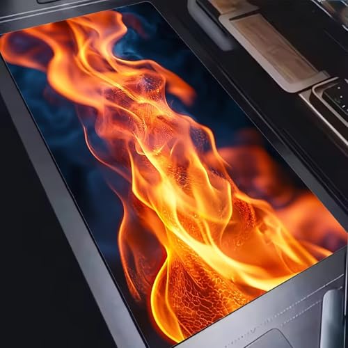 Mauspad, Mousepad XXL 1500 x 800 mm Großes Schreibtischunterlage Abstraktes Feuer, Vernähter Rand, rutschfest Ieise Mauspad Gaming, für Gaming Büro Office Home, Mouse Pad -alle Maus Arten C0P-761 Bild 5