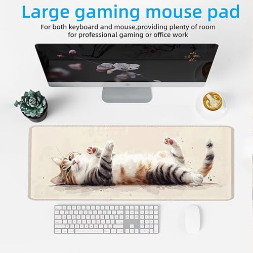 Mauspad, Mousepad XXL 1500 x 800 mm Großes Schreibtischunterlage Tierkatzen 3, Vernähter Rand, rutschfest Ieise Mauspad Gaming, für Gaming Büro Office Home, Mouse Pad -alle Maus Arten C0P-863 Bild 2