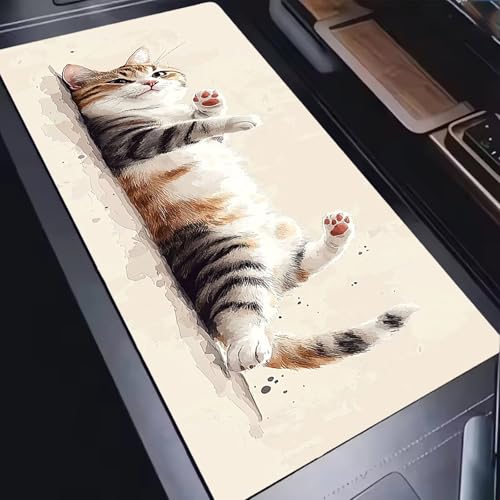 Mauspad, Mousepad XXL 1500 x 800 mm Großes Schreibtischunterlage Tierkatzen 3, Vernähter Rand, rutschfest Ieise Mauspad Gaming, für Gaming Büro Office Home, Mouse Pad -alle Maus Arten C0P-863 Bild 5