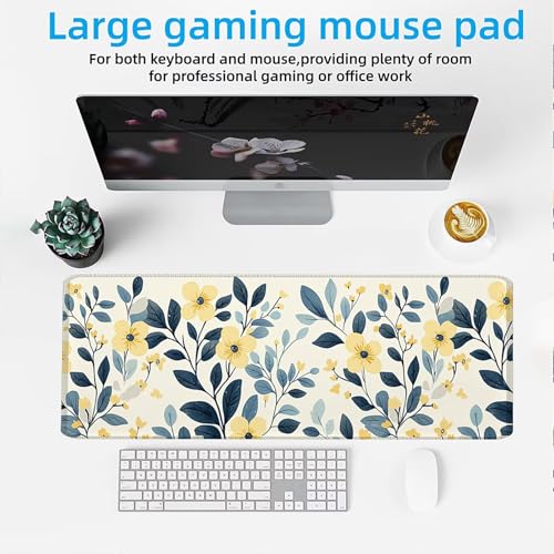 Mauspad, Mousepad XXL 1500 x 800 mm Großes Schreibtischunterlage Blumen Frühjahr, Vernähter Rand, rutschfest Ieise Mauspad Gaming, für Gaming Büro Office Home, Mouse Pad -alle Maus Arten C0P-857 Bild 2