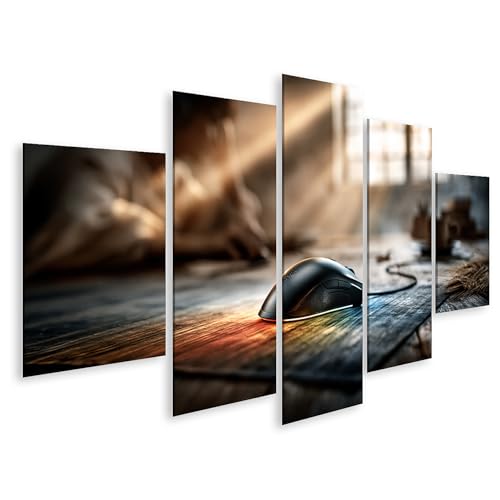 islandburner Bild auf Leinwand Faszinierende Gaming-Maus Kunst Wohnzimmer Deko für Technikliebhaber - 5-teilig Bild 1