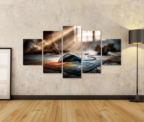islandburner Bild auf Leinwand Faszinierende Gaming-Maus Kunst Wohnzimmer Deko für Technikliebhaber - 5-teilig Bild 2