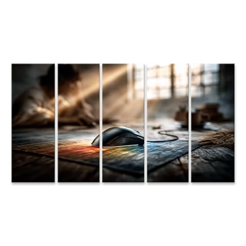 islandburner Bild auf Leinwand Faszinierende Gaming-Maus Kunst Wohnzimmer Deko für Technikliebhaber - 5-teilig XXL Bild 1