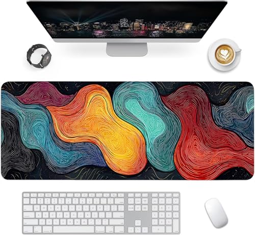 Gaming Mauspad XXL 1600x800x3mm, Einfach Anti-Rutsch Mousepad XXL, Bunt groß Schreibtischunterlage, Waschbares rutschfeste Gummibasis, Mauspad mit Nähten an Den Kanten für PC, Maus LJ-2050 Bild 2