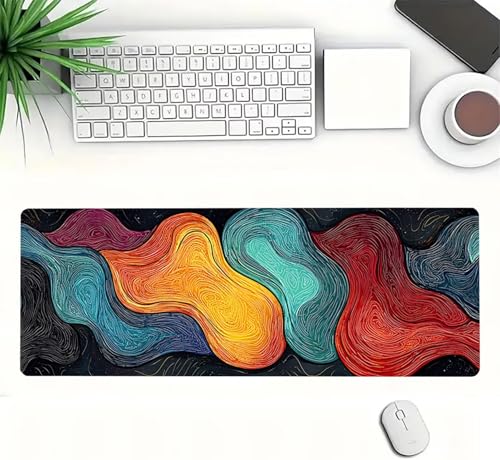 Gaming Mauspad XXL 1600x800x3mm, Einfach Anti-Rutsch Mousepad XXL, Bunt groß Schreibtischunterlage, Waschbares rutschfeste Gummibasis, Mauspad mit Nähten an Den Kanten für PC, Maus LJ-2050 Bild 3