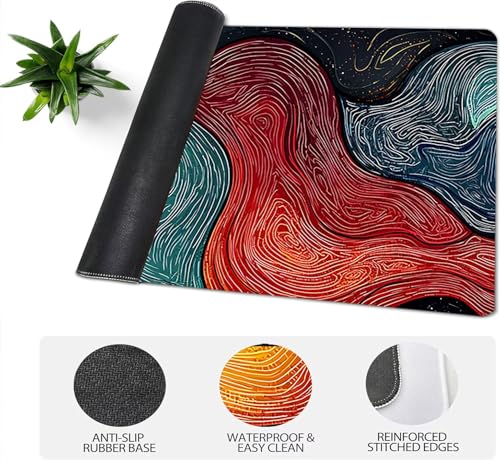 Gaming Mauspad XXL 1600x800x3mm, Einfach Anti-Rutsch Mousepad XXL, Bunt groß Schreibtischunterlage, Waschbares rutschfeste Gummibasis, Mauspad mit Nähten an Den Kanten für PC, Maus LJ-2050 Bild 4