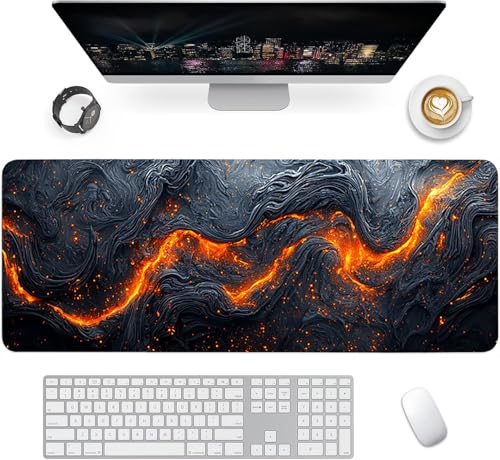 Gaming Mauspad XXL 1600x800x3mm, Landschaft Anti-Rutsch Mousepad XXL, Grau groß Schreibtischunterlage, Waschbares rutschfeste Gummibasis, Mauspad mit Nähten an Den Kanten für PC, Maus LJ-2406 Bild 2