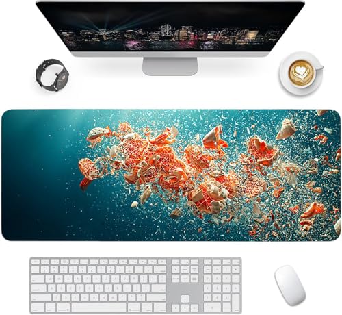 Gaming Mauspad XXL 1600x800x3mm, Geometrie Anti-Rutsch Mousepad XXL, Blau groß Schreibtischunterlage, Waschbares rutschfeste Gummibasis, Mauspad mit Nähten an Den Kanten für PC, Maus LJ-2264 Bild 2