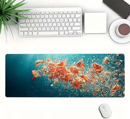 Gaming Mauspad XXL 1600x800x3mm, Geometrie Anti-Rutsch Mousepad XXL, Blau groß Schreibtischunterlage, Waschbares rutschfeste Gummibasis, Mauspad mit Nähten an Den Kanten für PC, Maus LJ-2264 Bild 3
