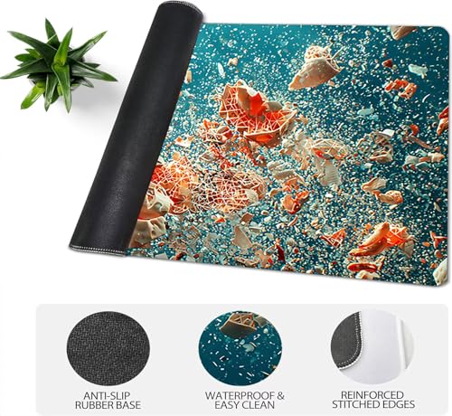 Gaming Mauspad XXL 1600x800x3mm, Geometrie Anti-Rutsch Mousepad XXL, Blau groß Schreibtischunterlage, Waschbares rutschfeste Gummibasis, Mauspad mit Nähten an Den Kanten für PC, Maus LJ-2264 Bild 4