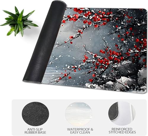 Gaming Mauspad XXL 1600x800x3mm, Japanischer Stil Anti-Rutsch Mousepad XXL, Landschaft Schreibtischunterlage, Waschbares rutschfeste Gummibasis, Mauspad mit Nähten an Den Kanten für PC, Maus LJ-2290 Bild 4
