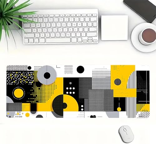 Gaming Mauspad XXL 1600x800x3mm, Gelb Anti-Rutsch Mousepad XXL, Schwarz groß Schreibtischunterlage, Waschbares rutschfeste Gummibasis, Mauspad mit Nähten an Den Kanten für PC, Maus LJ-2486 Bild 3