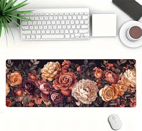 Gaming Mauspad XXL 1600x800x3mm, Blume Anti-Rutsch Mousepad XXL, Pflanzen groß Schreibtischunterlage, Waschbares rutschfeste Gummibasis, Mauspad mit Nähten an Den Kanten für PC, Maus LJ-1986 Bild 3