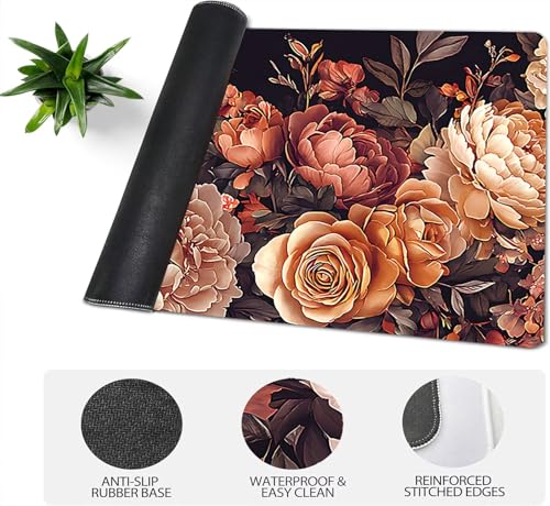 Gaming Mauspad XXL 1600x800x3mm, Blume Anti-Rutsch Mousepad XXL, Pflanzen groß Schreibtischunterlage, Waschbares rutschfeste Gummibasis, Mauspad mit Nähten an Den Kanten für PC, Maus LJ-1986 Bild 4
