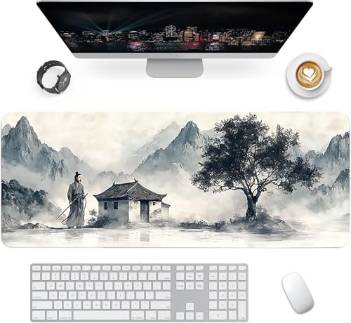Gaming Mauspad XXL 1000x500x3mm, Japanischer Stil Anti-Rutsch Mousepad XXL, Landschaft Schreibtischunterlage, Waschbares rutschfeste Gummibasis, Mauspad mit Nähten an Den Kanten für PC, Maus LJ-2294 Bild 2
