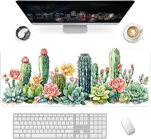 Gaming Mauspad XXL 1600x800x3mm, Pflanzen Anti-Rutsch Mousepad XXL, Weiß groß Schreibtischunterlage, Waschbares rutschfeste Gummibasis, Mauspad mit Nähten an Den Kanten für PC, Maus LJ-2320 Bild 2