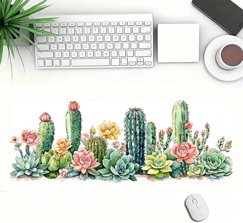 Gaming Mauspad XXL 1600x800x3mm, Pflanzen Anti-Rutsch Mousepad XXL, Weiß groß Schreibtischunterlage, Waschbares rutschfeste Gummibasis, Mauspad mit Nähten an Den Kanten für PC, Maus LJ-2320 Bild 3