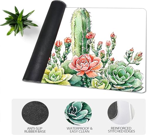 Gaming Mauspad XXL 1600x800x3mm, Pflanzen Anti-Rutsch Mousepad XXL, Weiß groß Schreibtischunterlage, Waschbares rutschfeste Gummibasis, Mauspad mit Nähten an Den Kanten für PC, Maus LJ-2320 Bild 4