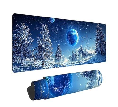 Gaming Mauspad XXL 1600x800x3mm, Mond Anti-Rutsch Mousepad XXL, Landschaft groß Schreibtischunterlage, Waschbares rutschfeste Gummibasis, Mauspad mit Nähten an Den Kanten für PC, Maus LJ-2066 Bild 1
