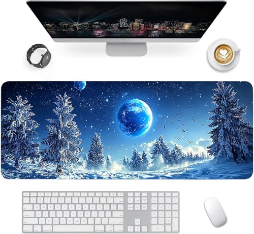 Gaming Mauspad XXL 1600x800x3mm, Mond Anti-Rutsch Mousepad XXL, Landschaft groß Schreibtischunterlage, Waschbares rutschfeste Gummibasis, Mauspad mit Nähten an Den Kanten für PC, Maus LJ-2066 Bild 2