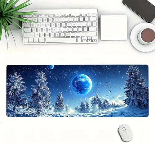 Gaming Mauspad XXL 1600x800x3mm, Mond Anti-Rutsch Mousepad XXL, Landschaft groß Schreibtischunterlage, Waschbares rutschfeste Gummibasis, Mauspad mit Nähten an Den Kanten für PC, Maus LJ-2066 Bild 3