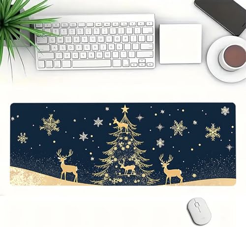 Gaming Mauspad XXL 1600x800x3mm, Weihnachten Anti-Rutsch Mousepad XXL, Marineblau groß Schreibtischunterlage, Waschbares rutschfeste Gummibasis, Mauspad mit Nähten an Den Kanten für PC, Maus LJ-2446 Bild 3