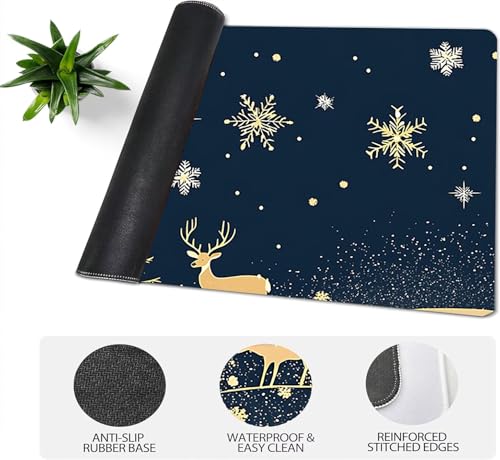 Gaming Mauspad XXL 1600x800x3mm, Weihnachten Anti-Rutsch Mousepad XXL, Marineblau groß Schreibtischunterlage, Waschbares rutschfeste Gummibasis, Mauspad mit Nähten an Den Kanten für PC, Maus LJ-2446 Bild 4