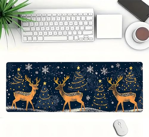 Gaming Mauspad XXL 1600x800x3mm, Weihnachten Anti-Rutsch Mousepad XXL, Marineblau groß Schreibtischunterlage, Waschbares rutschfeste Gummibasis, Mauspad mit Nähten an Den Kanten für PC, Maus LJ-2530 Bild 3