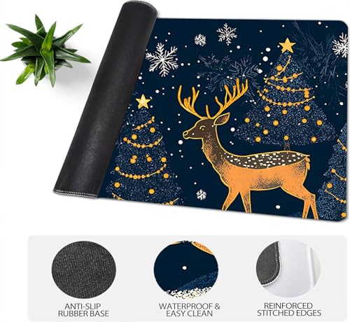 Gaming Mauspad XXL 1600x800x3mm, Weihnachten Anti-Rutsch Mousepad XXL, Marineblau groß Schreibtischunterlage, Waschbares rutschfeste Gummibasis, Mauspad mit Nähten an Den Kanten für PC, Maus LJ-2530 Bild 4