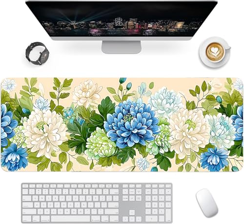 Gaming Mauspad XXL 1600x800x3mm, Blume Anti-Rutsch Mousepad XXL, Pflanzen groß Schreibtischunterlage, Waschbares rutschfeste Gummibasis, Mauspad mit Nähten an Den Kanten für PC, Maus LJ-2480 Bild 2