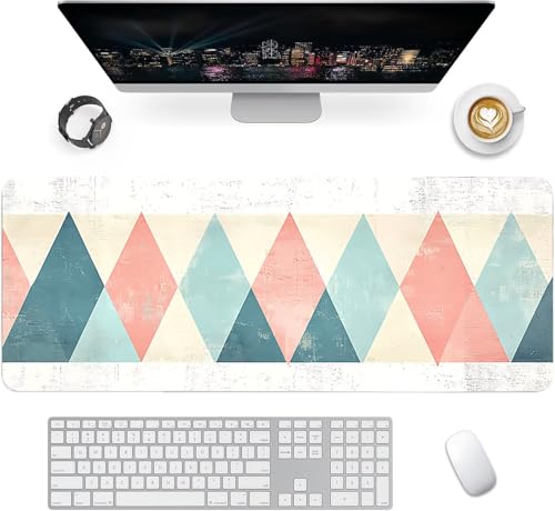Gaming Mauspad XXL 1600x800x3mm, Geometrie Anti-Rutsch Mousepad XXL, Weiß groß Schreibtischunterlage, Waschbares rutschfeste Gummibasis, Mauspad mit Nähten an Den Kanten für PC, Maus LJ-2148 Bild 2