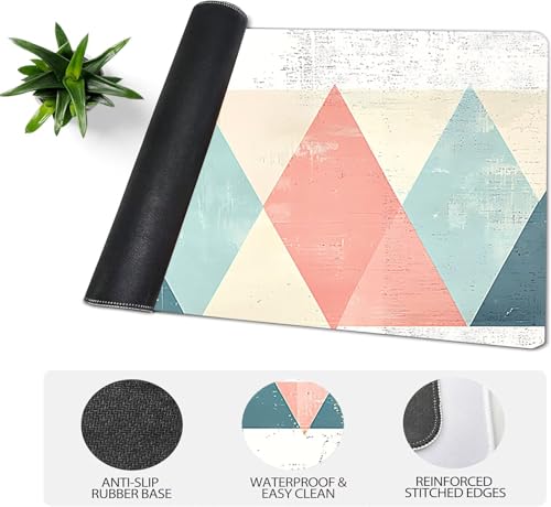 Gaming Mauspad XXL 1600x800x3mm, Geometrie Anti-Rutsch Mousepad XXL, Weiß groß Schreibtischunterlage, Waschbares rutschfeste Gummibasis, Mauspad mit Nähten an Den Kanten für PC, Maus LJ-2148 Bild 4