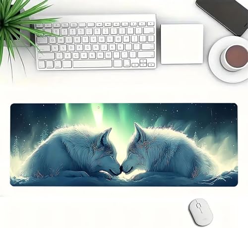 Gaming Mauspad XXL 1600x800x3mm, Polarlichter Anti-Rutsch Mousepad XXL, Tiere groß Schreibtischunterlage, Waschbares rutschfeste Gummibasis, Mauspad mit Nähten an Den Kanten für PC, Maus LJ-2638 Bild 3