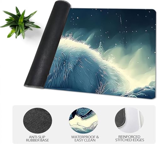 Gaming Mauspad XXL 1600x800x3mm, Polarlichter Anti-Rutsch Mousepad XXL, Tiere groß Schreibtischunterlage, Waschbares rutschfeste Gummibasis, Mauspad mit Nähten an Den Kanten für PC, Maus LJ-2638 Bild 4