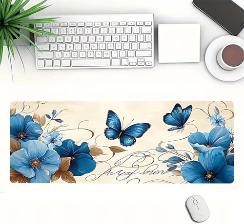 Gaming Mauspad XXL 1600x800x3mm, Schmetterling Anti-Rutsch Mousepad XXL, Blume groß Schreibtischunterlage, Waschbares rutschfeste Gummibasis, Mauspad mit Nähten an Den Kanten für PC, Maus LJ-2204 Bild 3