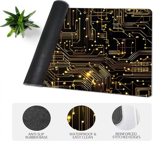 Gaming Mauspad XXL 1600x800x3mm, Sonne Anti-Rutsch Mousepad XXL, Schwarz groß Schreibtischunterlage, Waschbares rutschfeste Gummibasis, Mauspad mit Nähten an Den Kanten für PC, Maus LJ-2308 Bild 4