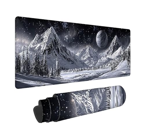 Gaming Mauspad XXL 1600x800x3mm, Landschaft Anti-Rutsch Mousepad XXL, Grau groß Schreibtischunterlage, Waschbares rutschfeste Gummibasis, Mauspad mit Nähten an Den Kanten für PC, Maus LJ-2250 Bild 1