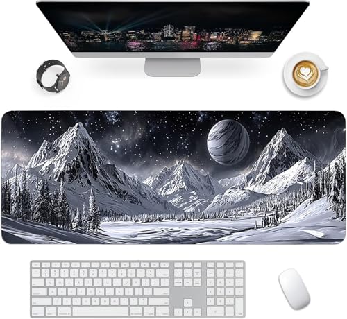Gaming Mauspad XXL 1600x800x3mm, Landschaft Anti-Rutsch Mousepad XXL, Grau groß Schreibtischunterlage, Waschbares rutschfeste Gummibasis, Mauspad mit Nähten an Den Kanten für PC, Maus LJ-2250 Bild 2