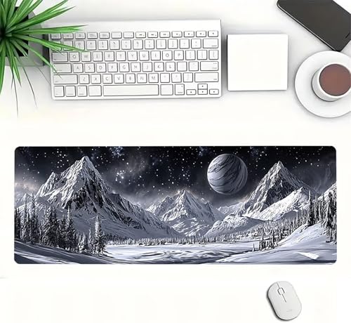 Gaming Mauspad XXL 1600x800x3mm, Landschaft Anti-Rutsch Mousepad XXL, Grau groß Schreibtischunterlage, Waschbares rutschfeste Gummibasis, Mauspad mit Nähten an Den Kanten für PC, Maus LJ-2250 Bild 3