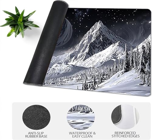 Gaming Mauspad XXL 1600x800x3mm, Landschaft Anti-Rutsch Mousepad XXL, Grau groß Schreibtischunterlage, Waschbares rutschfeste Gummibasis, Mauspad mit Nähten an Den Kanten für PC, Maus LJ-2250 Bild 4
