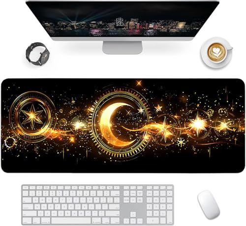 Gaming Mauspad XXL 1600x800x3mm, Mond Anti-Rutsch Mousepad XXL, Schwarz groß Schreibtischunterlage, Waschbares rutschfeste Gummibasis, Mauspad mit Nähten an Den Kanten für PC, Maus LJ-1996 Bild 2