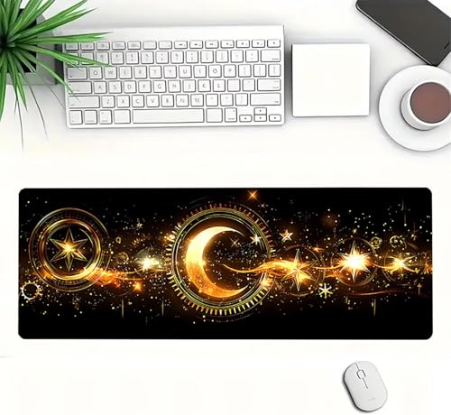 Gaming Mauspad XXL 1600x800x3mm, Mond Anti-Rutsch Mousepad XXL, Schwarz groß Schreibtischunterlage, Waschbares rutschfeste Gummibasis, Mauspad mit Nähten an Den Kanten für PC, Maus LJ-1996 Bild 3