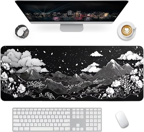 Gaming Mauspad XXL 1600x800x3mm, Landschaft Anti-Rutsch Mousepad XXL, Schwarz groß Schreibtischunterlage, Waschbares rutschfeste Gummibasis, Mauspad mit Nähten an Den Kanten für PC, Maus LJ-2450 Bild 2