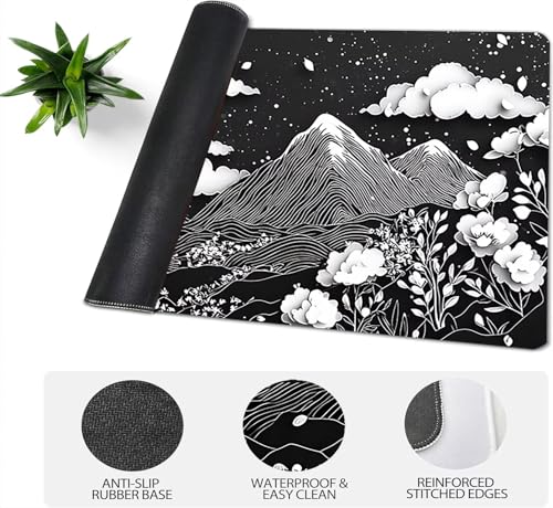 Gaming Mauspad XXL 1600x800x3mm, Landschaft Anti-Rutsch Mousepad XXL, Schwarz groß Schreibtischunterlage, Waschbares rutschfeste Gummibasis, Mauspad mit Nähten an Den Kanten für PC, Maus LJ-2450 Bild 4