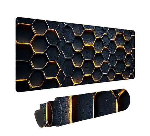 Gaming Mauspad XXL 1600x800x3mm, Gitter Anti-Rutsch Mousepad XXL, Schwarz groß Schreibtischunterlage, Waschbares rutschfeste Gummibasis, Mauspad mit Nähten an Den Kanten für PC, Maus LJ-2416 Bild 1